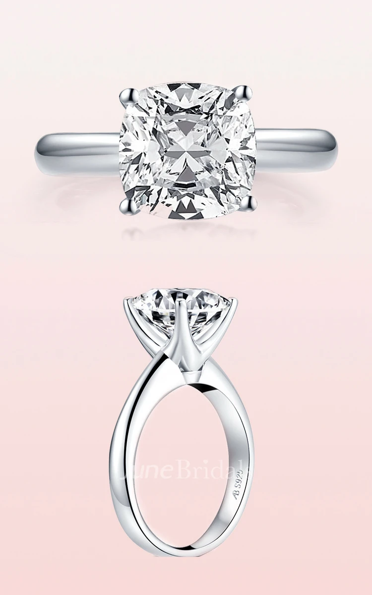 Solitaire Cut Four-Prong Princess Setting Engagement Rings