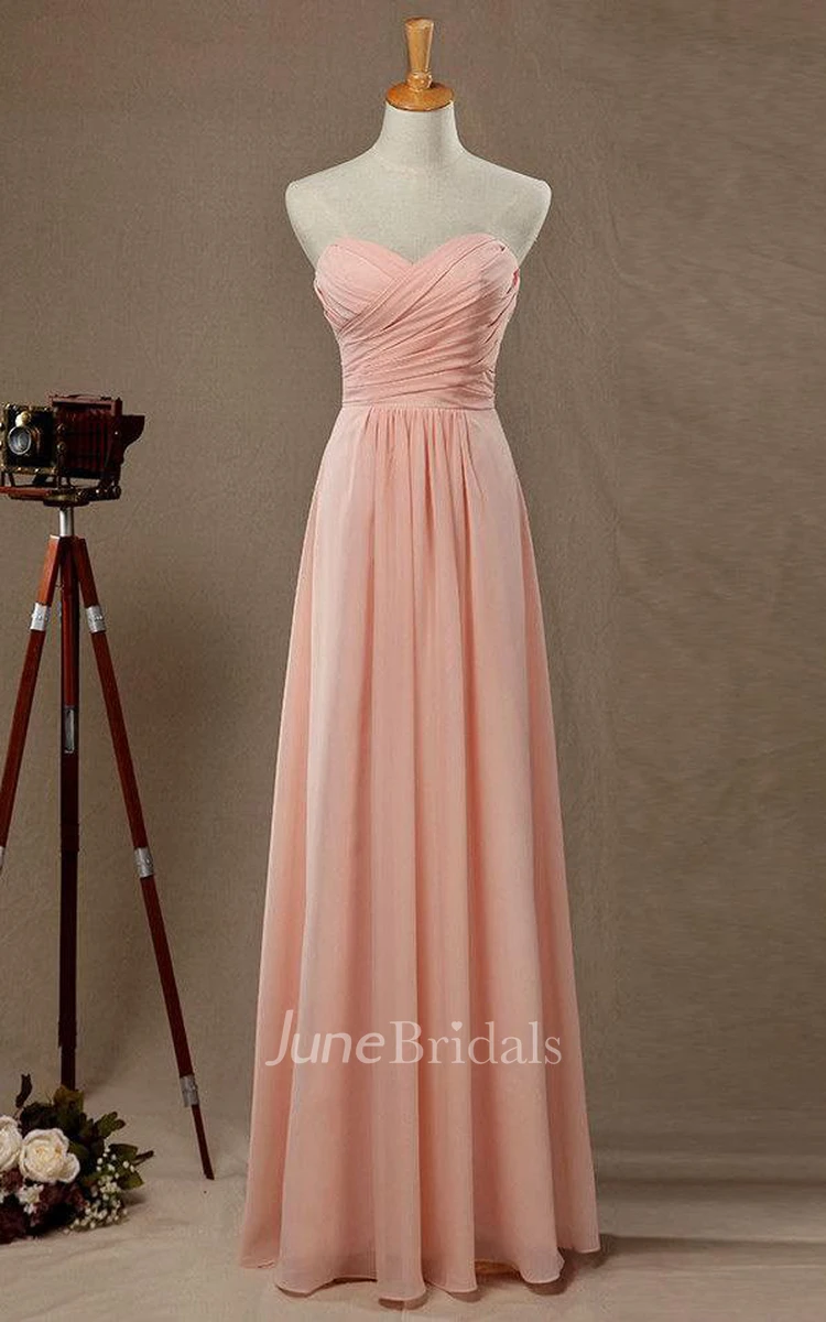 Sweetheart Strapless Blush Bridesmaid Dress