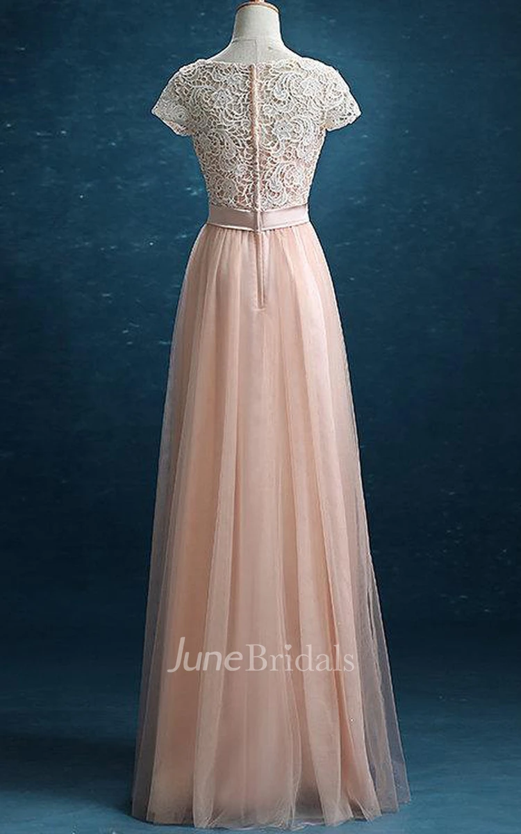 New Prom Lace Tulle Long Prom Tulle Formal Blush Tulle Party Floor Length Dress