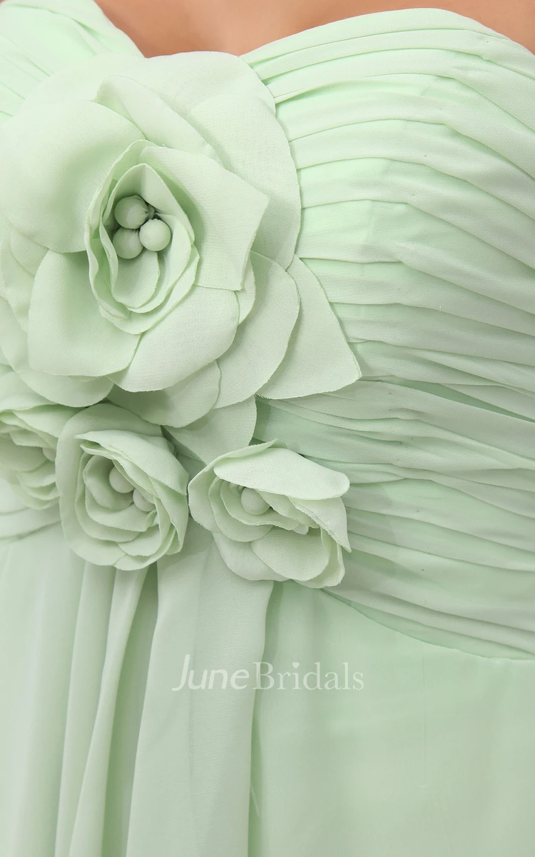 Floral Sweetheart Sleeveless Midi Dress With Cascading Ruffles