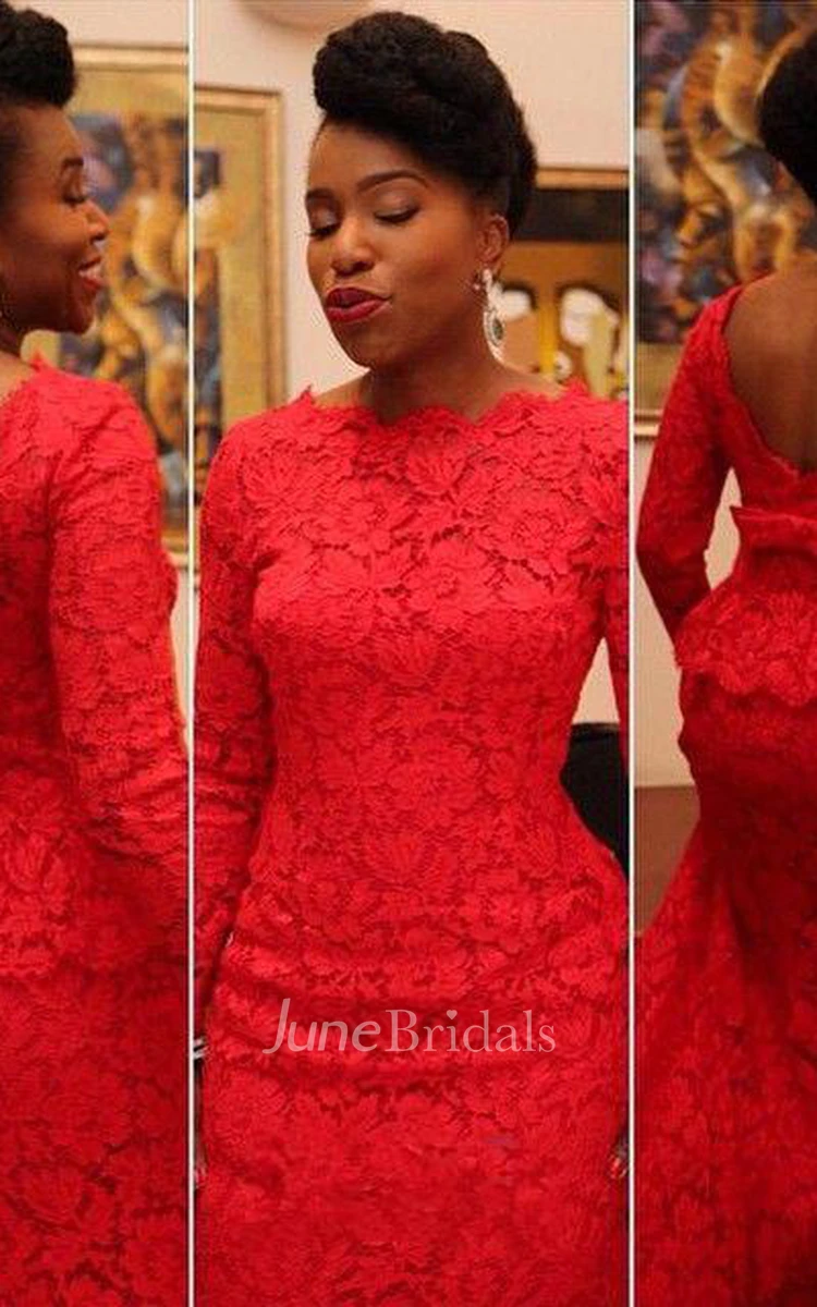 Sexy Red Lace Evening Dress Long on Sale