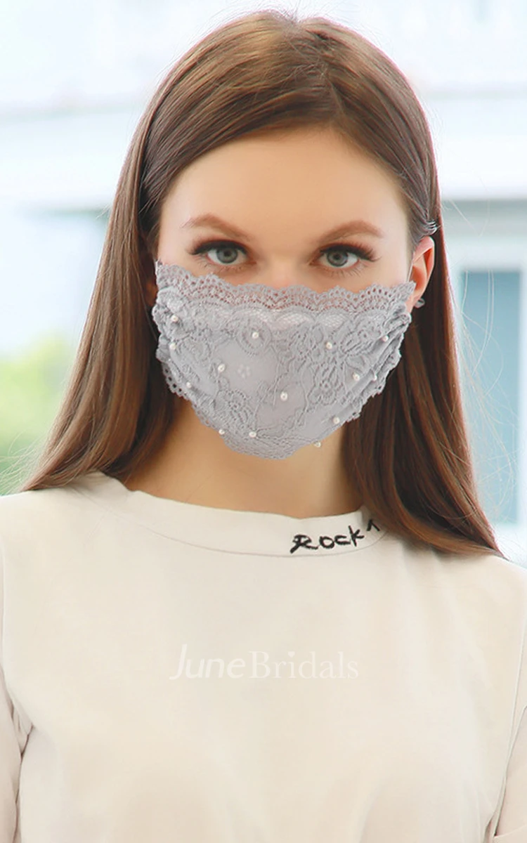 Non-Medical Pearl Lace Bridal Face Masks