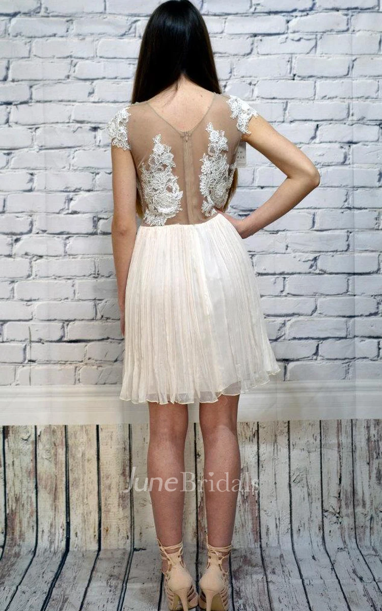 Short Backless Lace Dress With Sequins&Embroideries