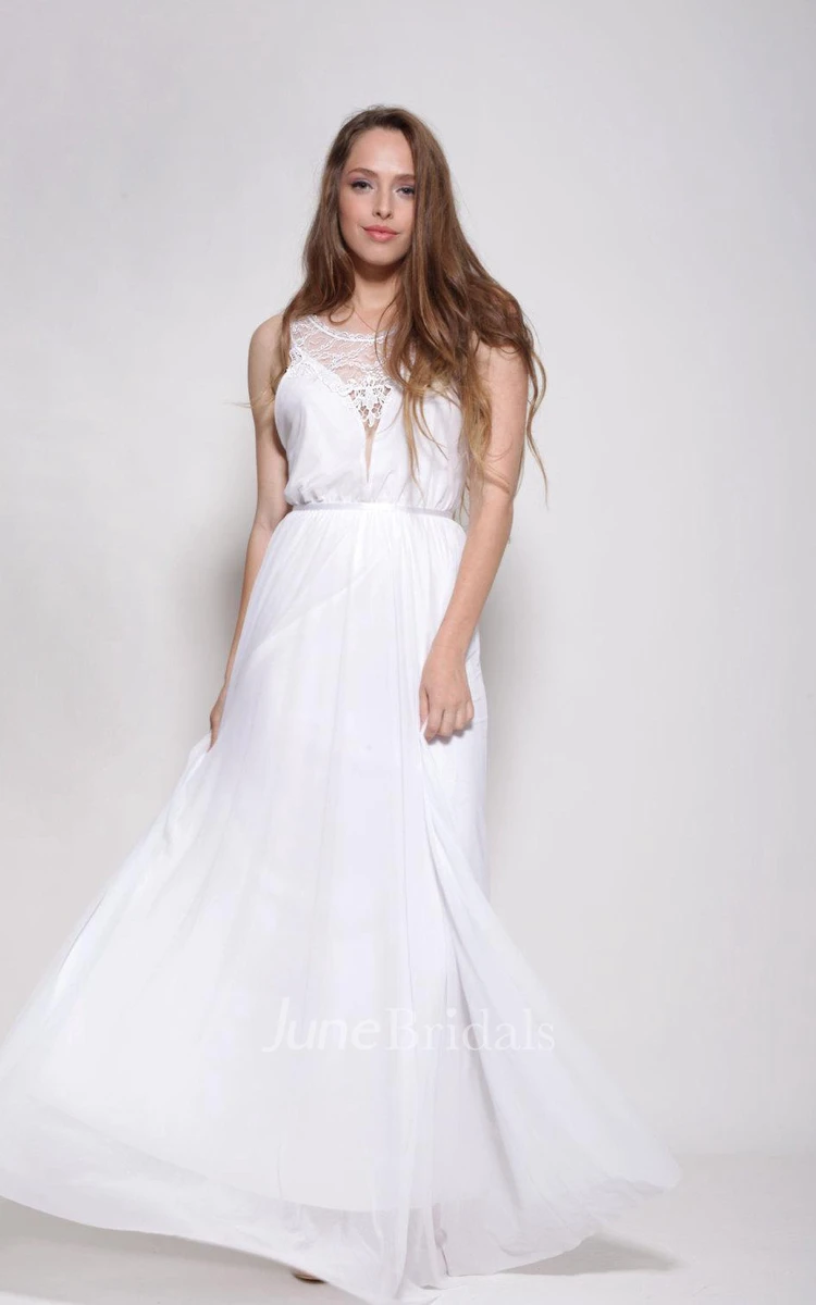 Chiffon Lace Weddig Dress With Embroideries and Handmade Beautiful Flowers Leaves Vine Rhinestones Crystal Soft Band