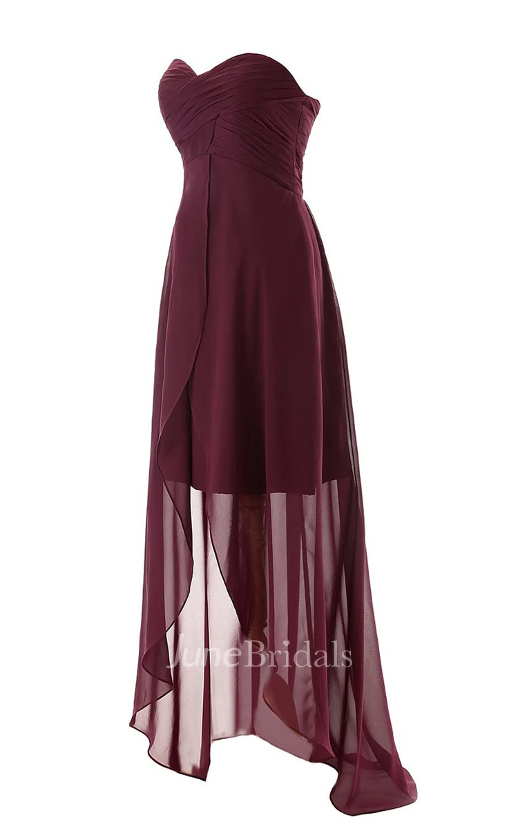 Asymmetrical Sweetheart Ruched Chiffon A-line Dress