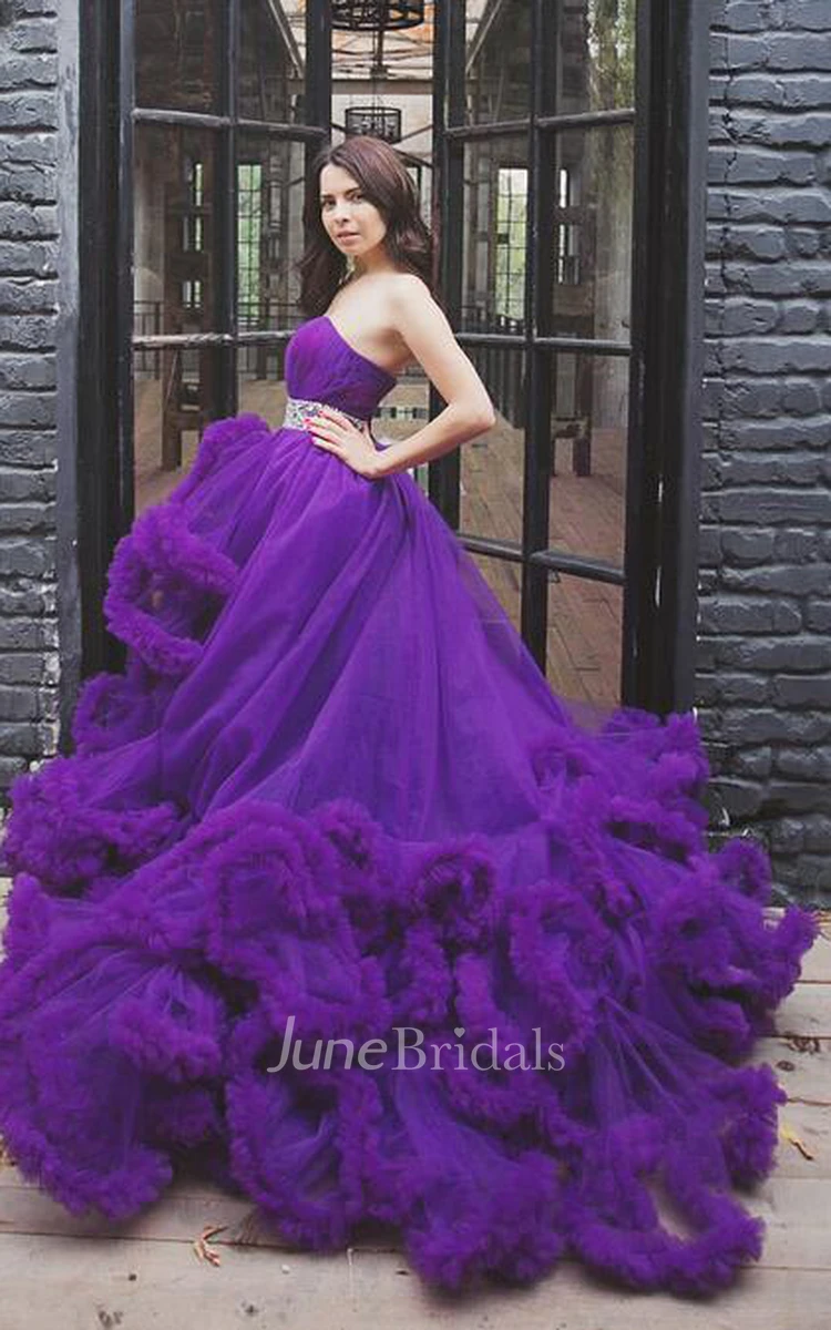 Glamorous Strapless Cloud Prom Dress Tulle Lace-Up