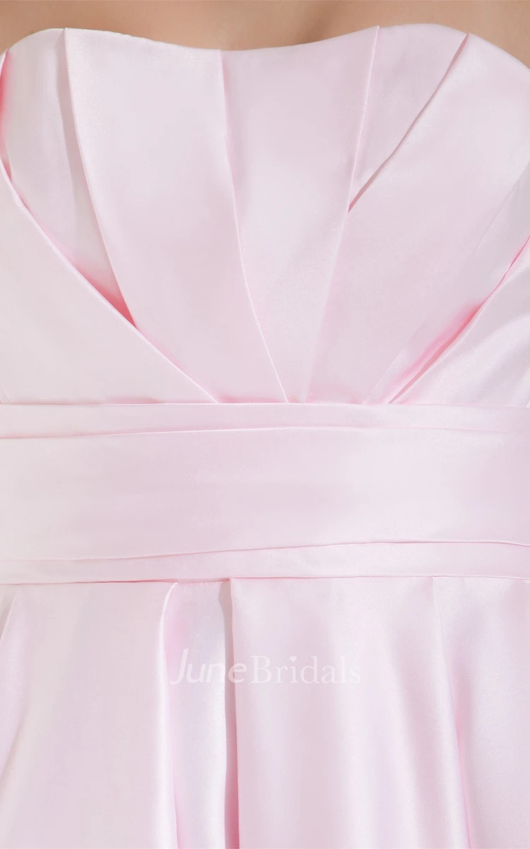 Blushing Strapless Short Mini Dress with Pleats