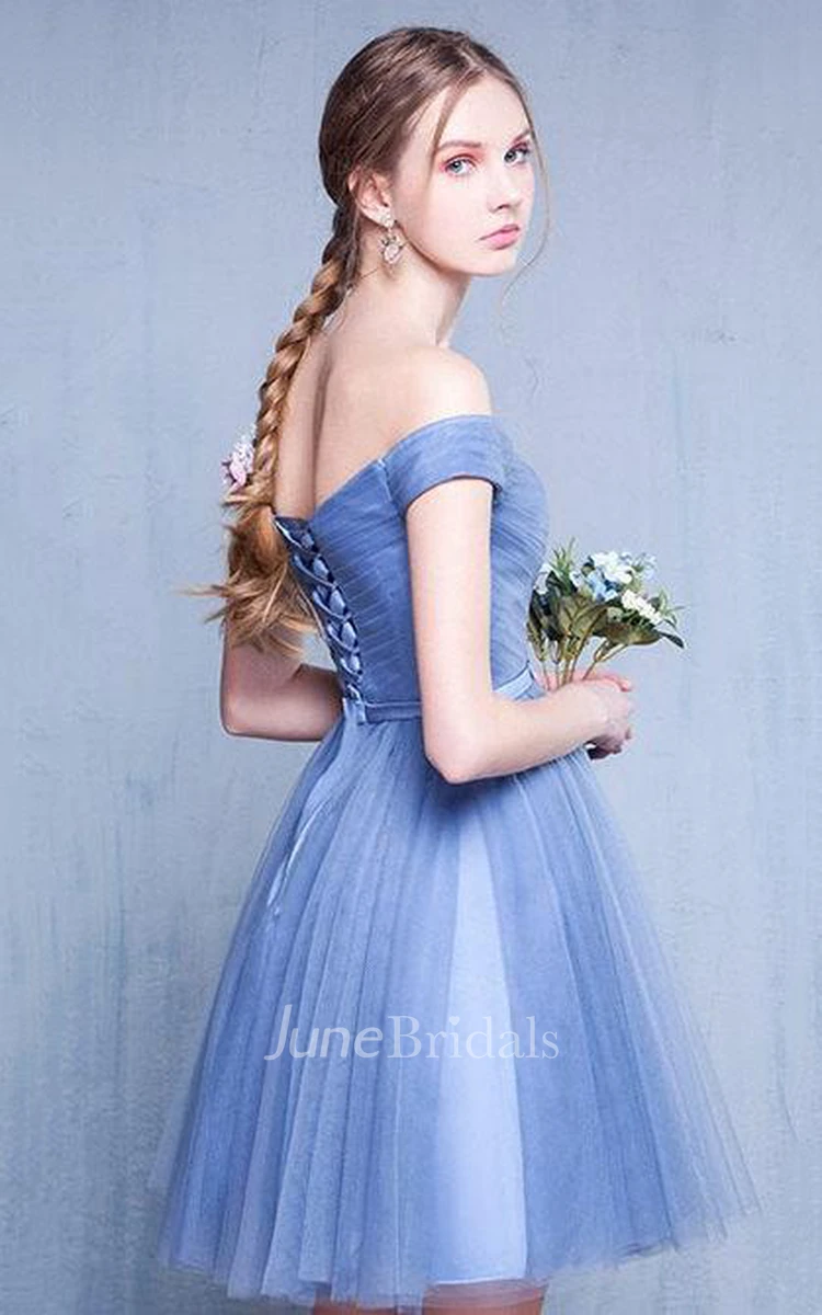 Blue Vintage Prom Evening Bridesmaid Gown Dress