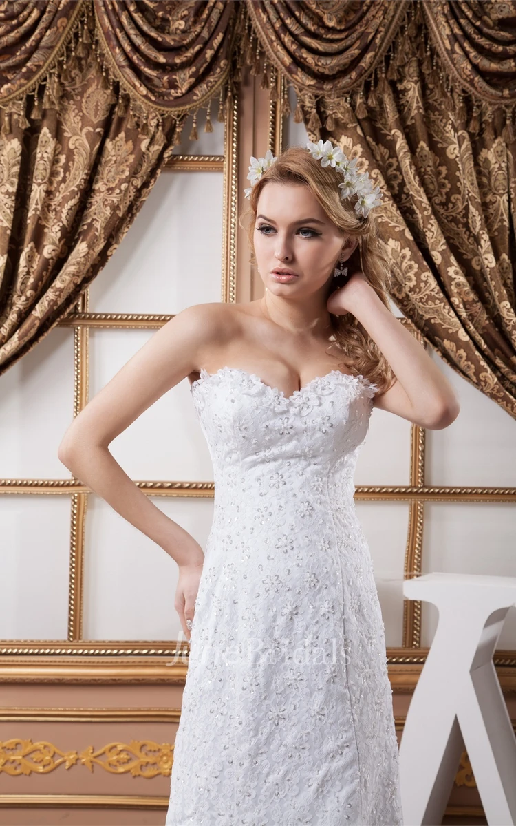 Sweetheart Mermaid Sheath Dress with Lace and Beading
