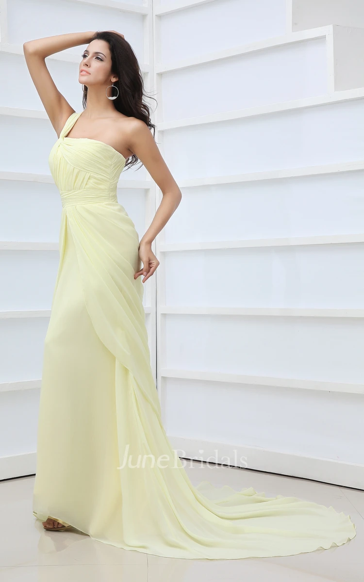 Vintage Asymmetrical One-Shoulder Gown With Slit