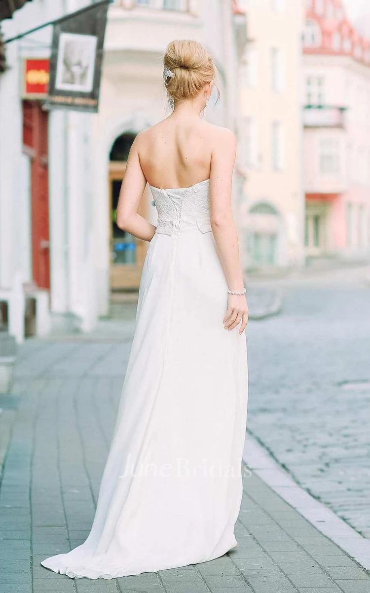 Chiffon Satin Lace Lace-Up Corset Back Wedding Dress