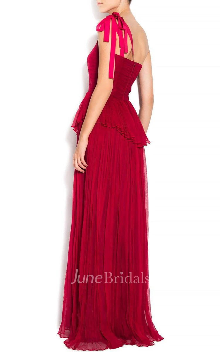 One-shoulder Dress With Pleats