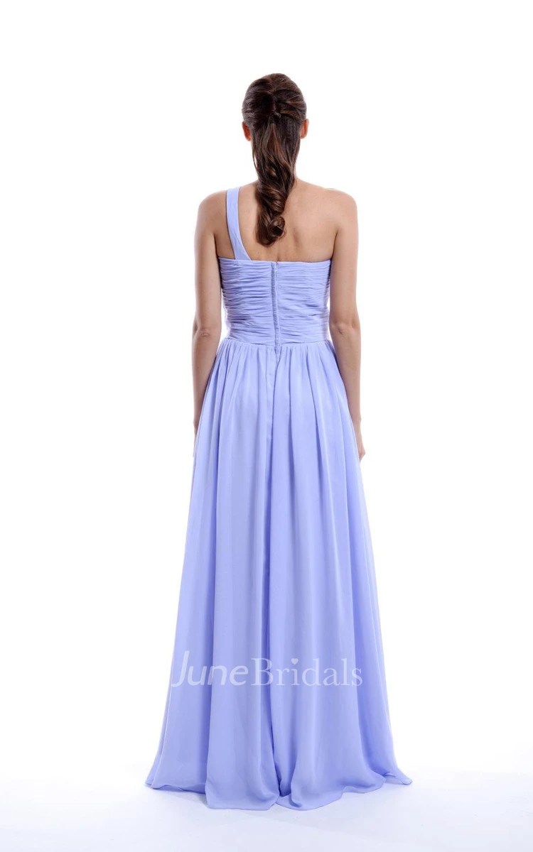 A-line One-shoulder Strapped Sweetheart Chiffon Dress