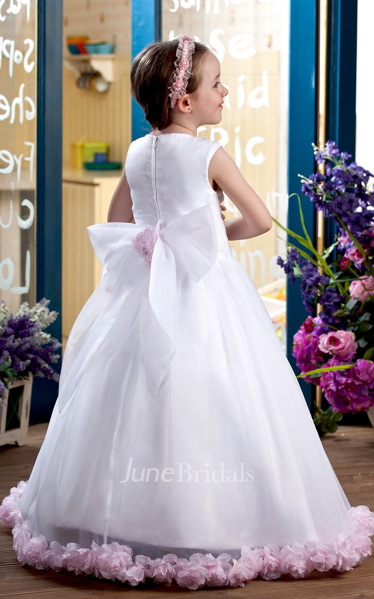 Cute High Neck Sleeveless Flower Girl Dress With Bowknot