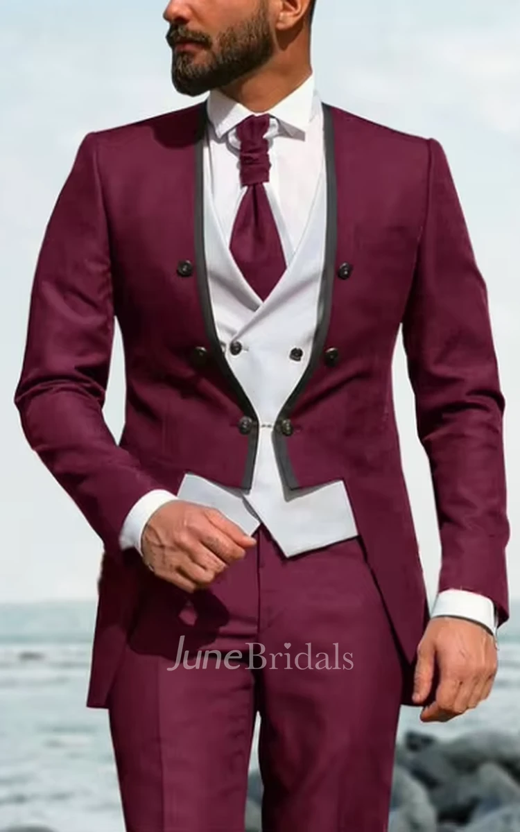 Unique Chic 3 Piece Tuxedo Groom Suits Modern Fashionable Blazer Jacket Vest Pants Party Suits