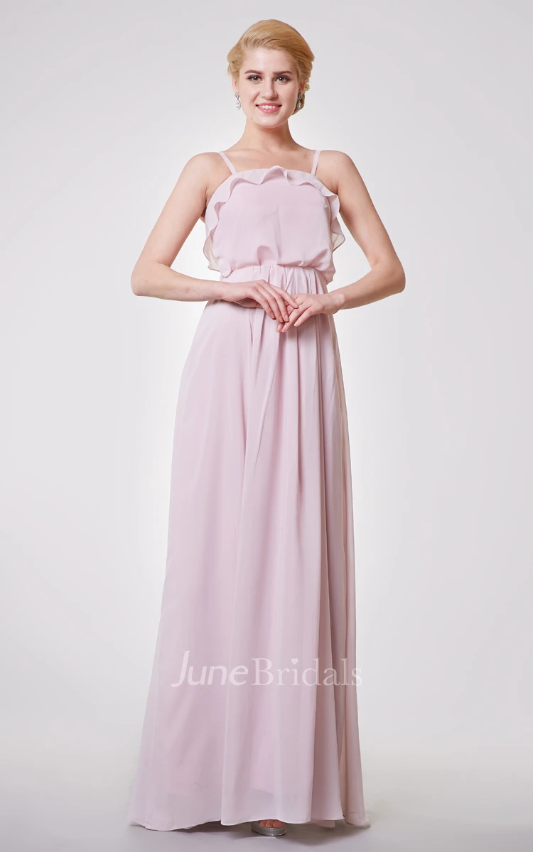 Classic Pleated A-line Chiffon Long Dress With Draped Bodice