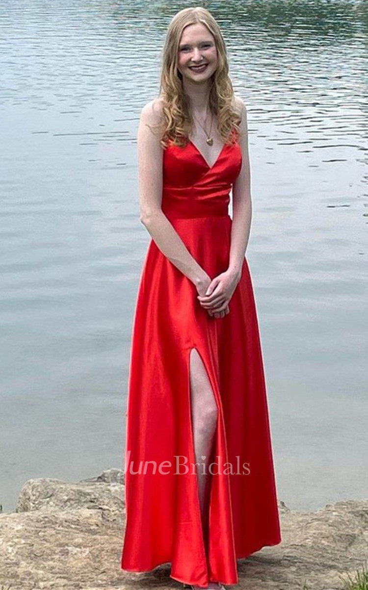 Prom dress with split cheap front