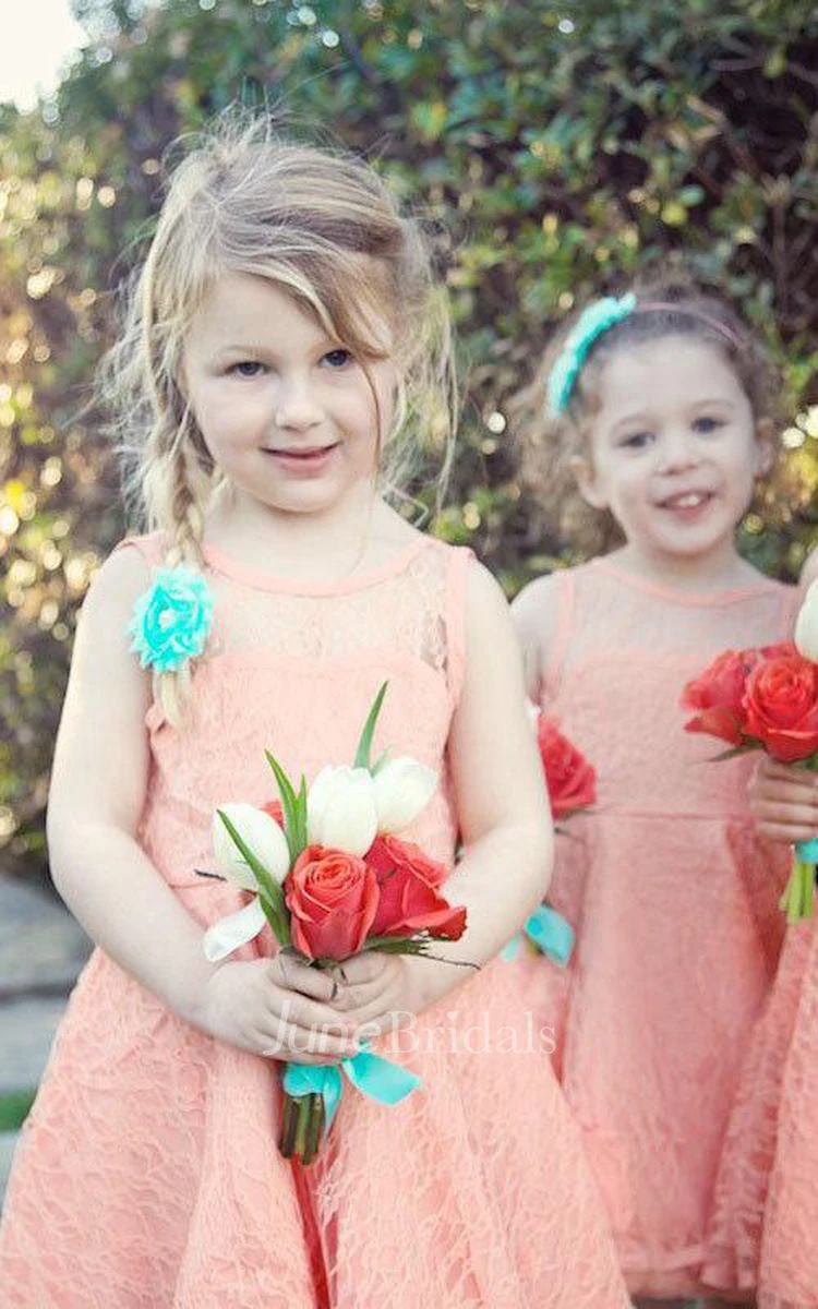 Sleeveless Knee-length Lace Flower Girl For Toddlers