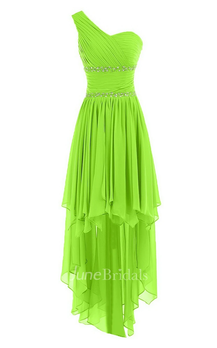 One-shoulder Asymmetrical Chiffon Dress With Sequins