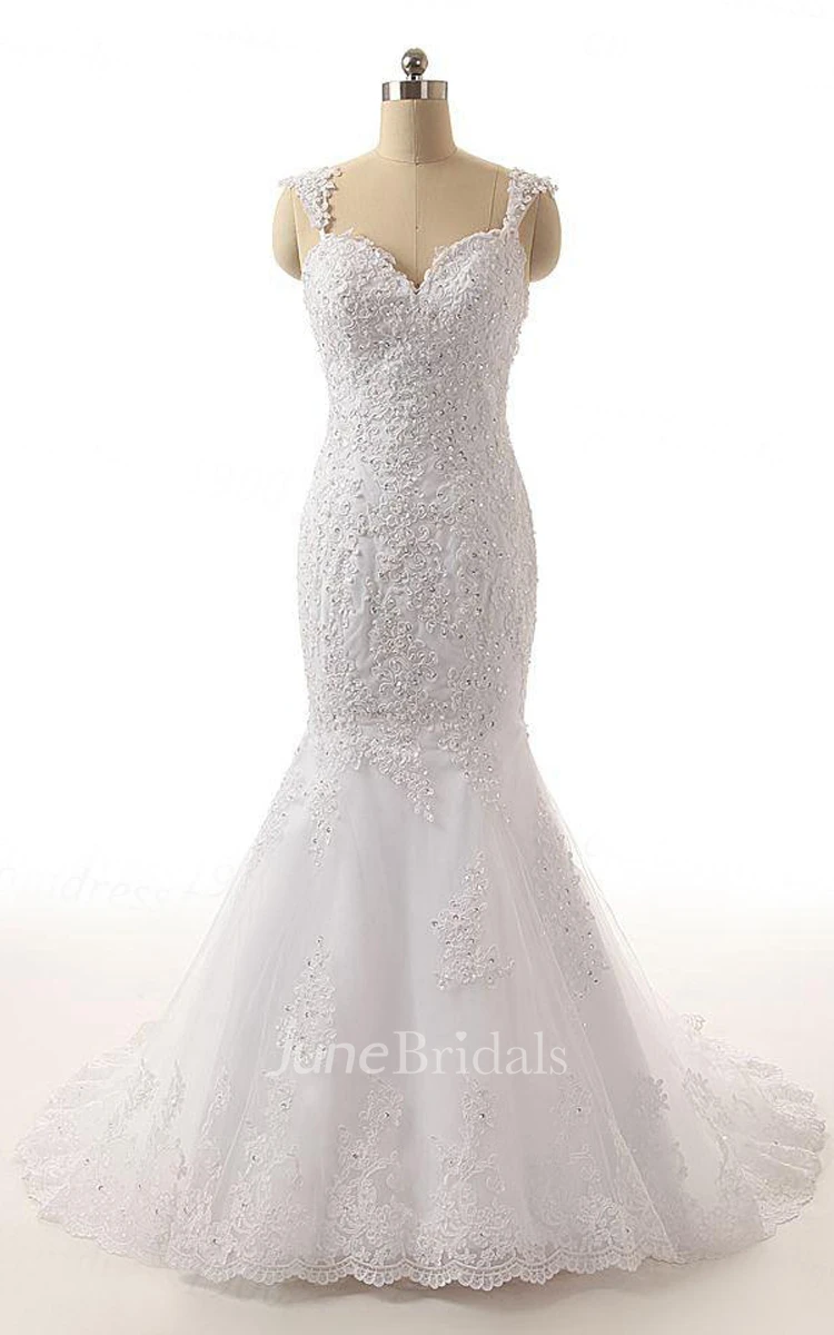 Trumpet Backless Lace Weddig Dress With Beading