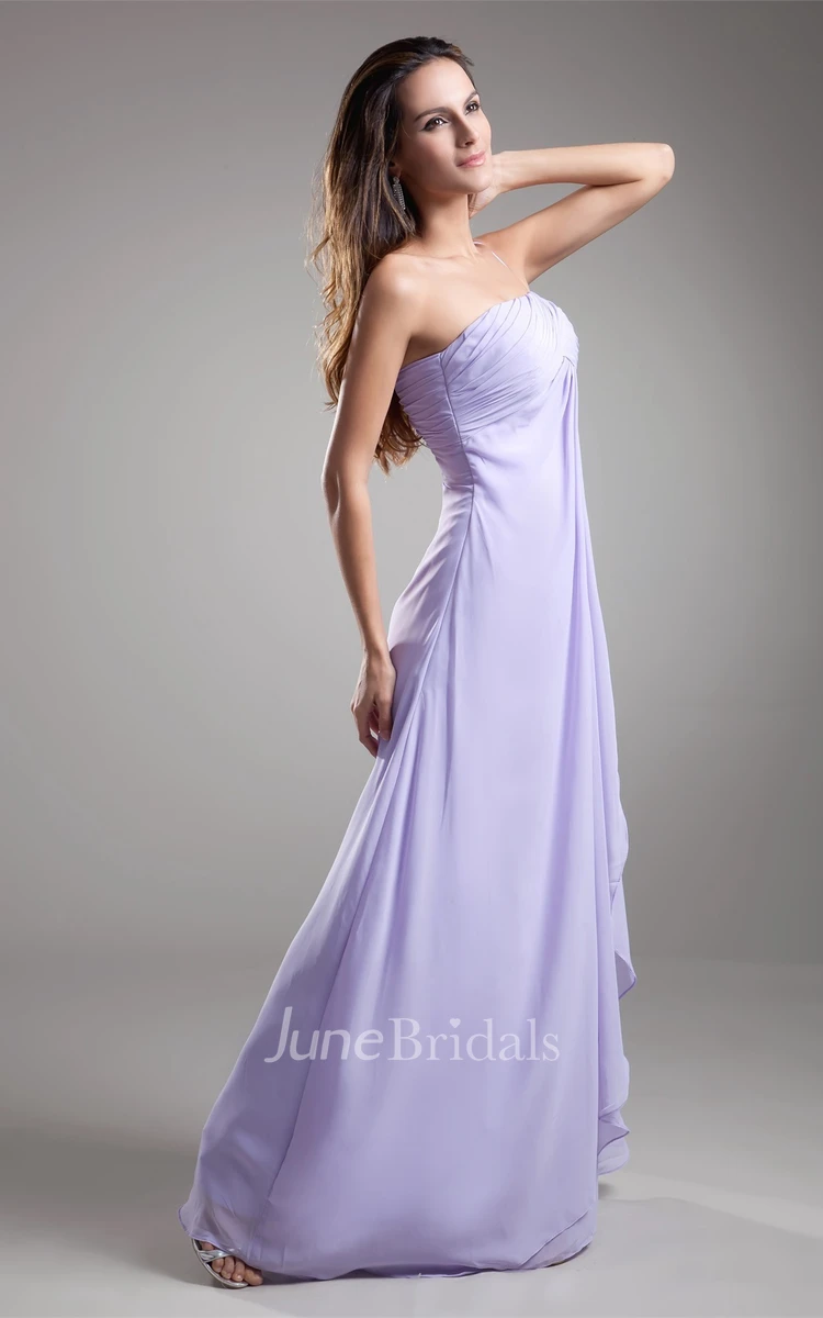 Strapless Chiffon Draped Maxi Dress with Ruching