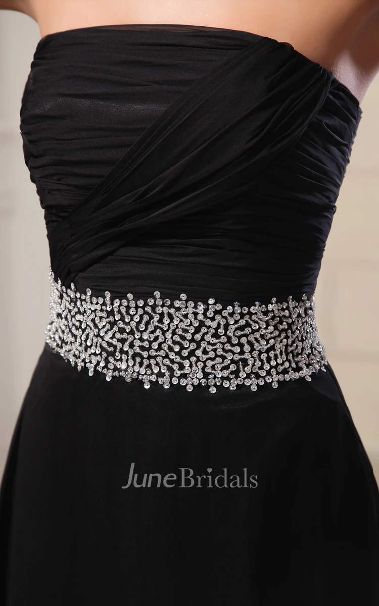 Scalloped Edge Neckline-Neck Wonderful Gown With Sequined Waist