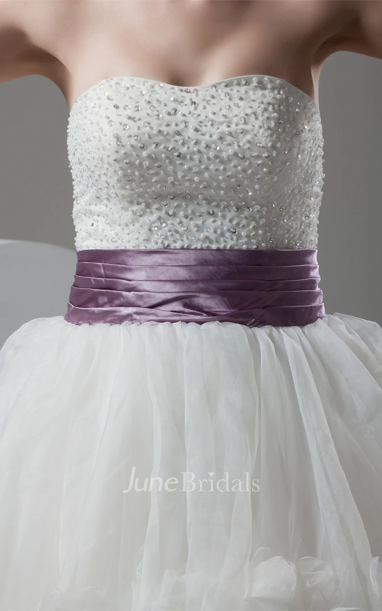 Strapless Tiered A-Line Ball Gown with Stress and Ruffles