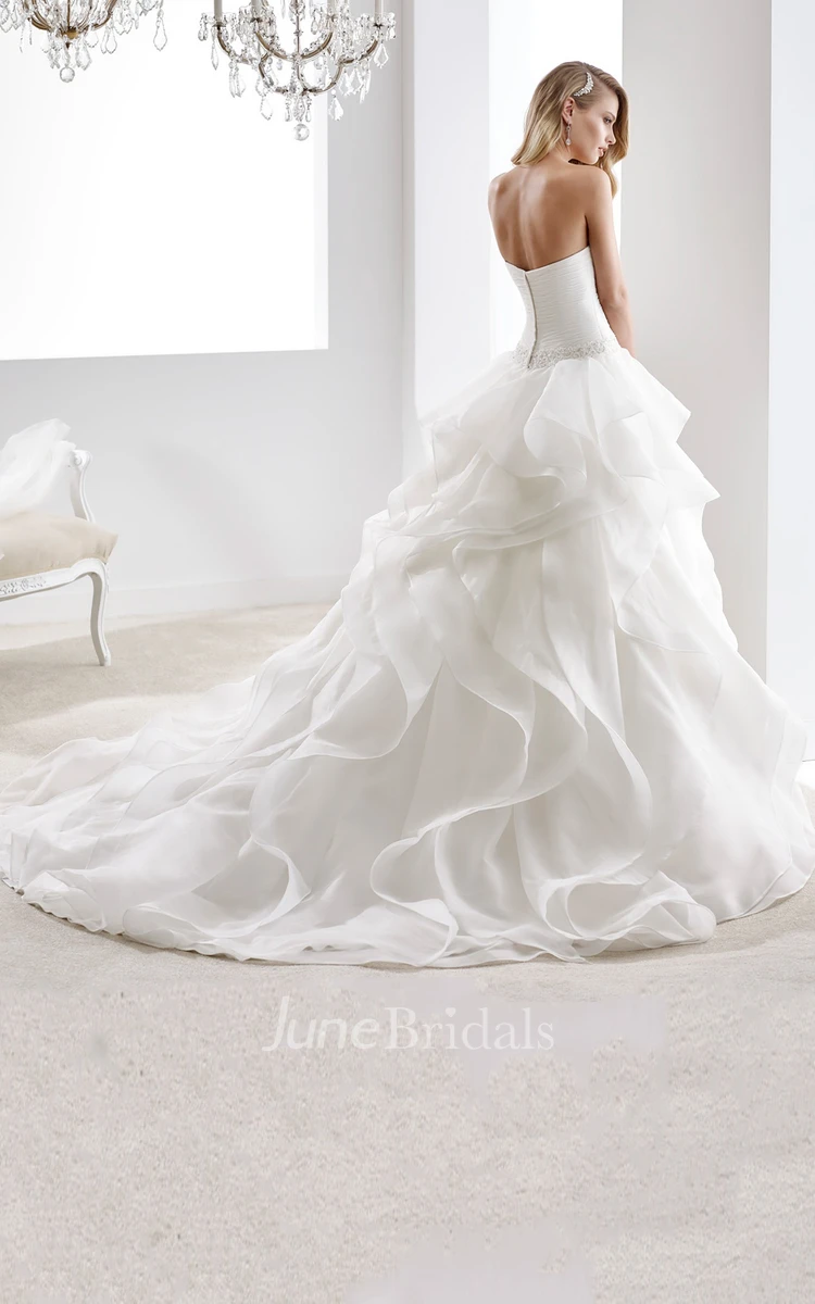 Illusion-Neck Sheath Mermaid Wedding Dress With Beaded Design And Brush Train