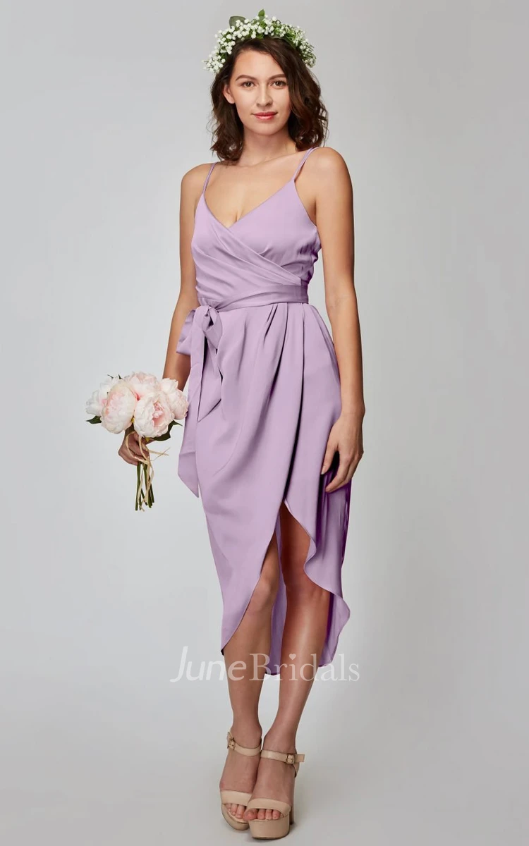 Informal Sexy Sheath Spaghetti Charmeuse Bridesmaid Dress With Open Back And Ruching