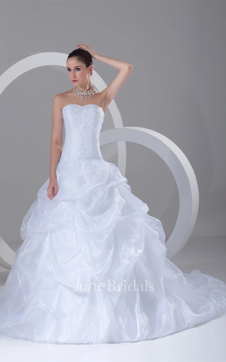 Sweetheart Pick-Up A-Line Ball Gown with Jeweled Bodice