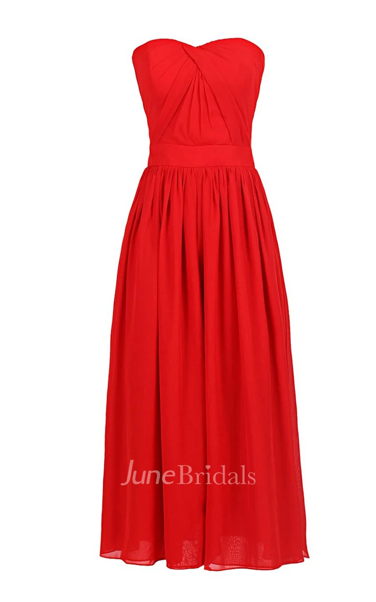 Simple Pleated Chiffon A-line Gown With Zipper Back
