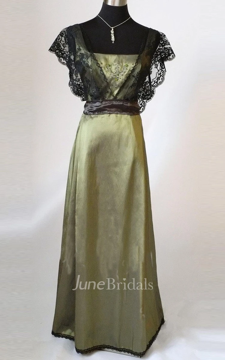 Edwardian Olive Sage Green Vintage Styled Lace Dress