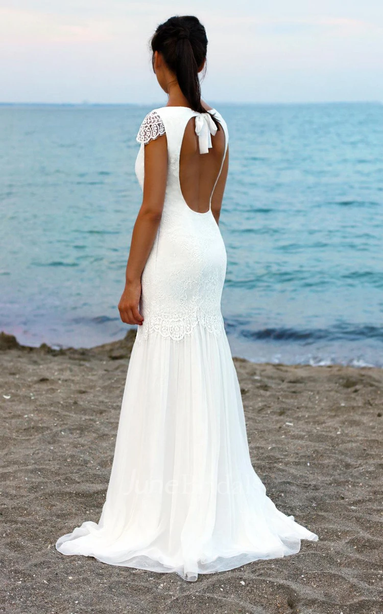 Mermaid Cap Sleeve Long Wedding Dress With Cap Sleeves