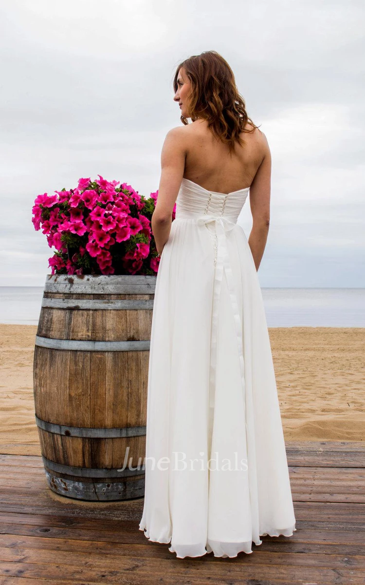 Rustic Chiffon Floor-Length Wedding Dress