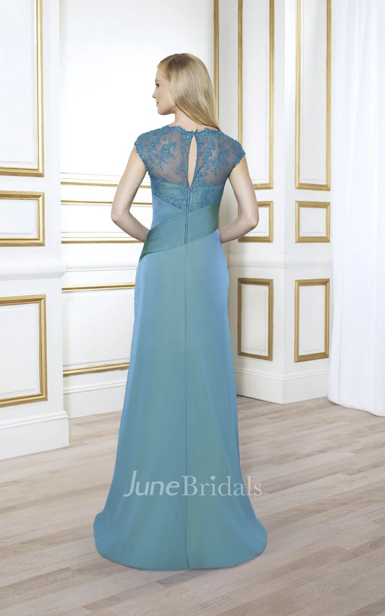 V-Neckline Draping Floor-Length Appliqued Formal Dress