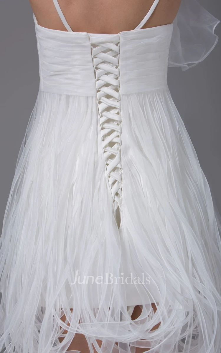 Lovely Spaghetti-Strap Knee-Length Dress With Thread Design
