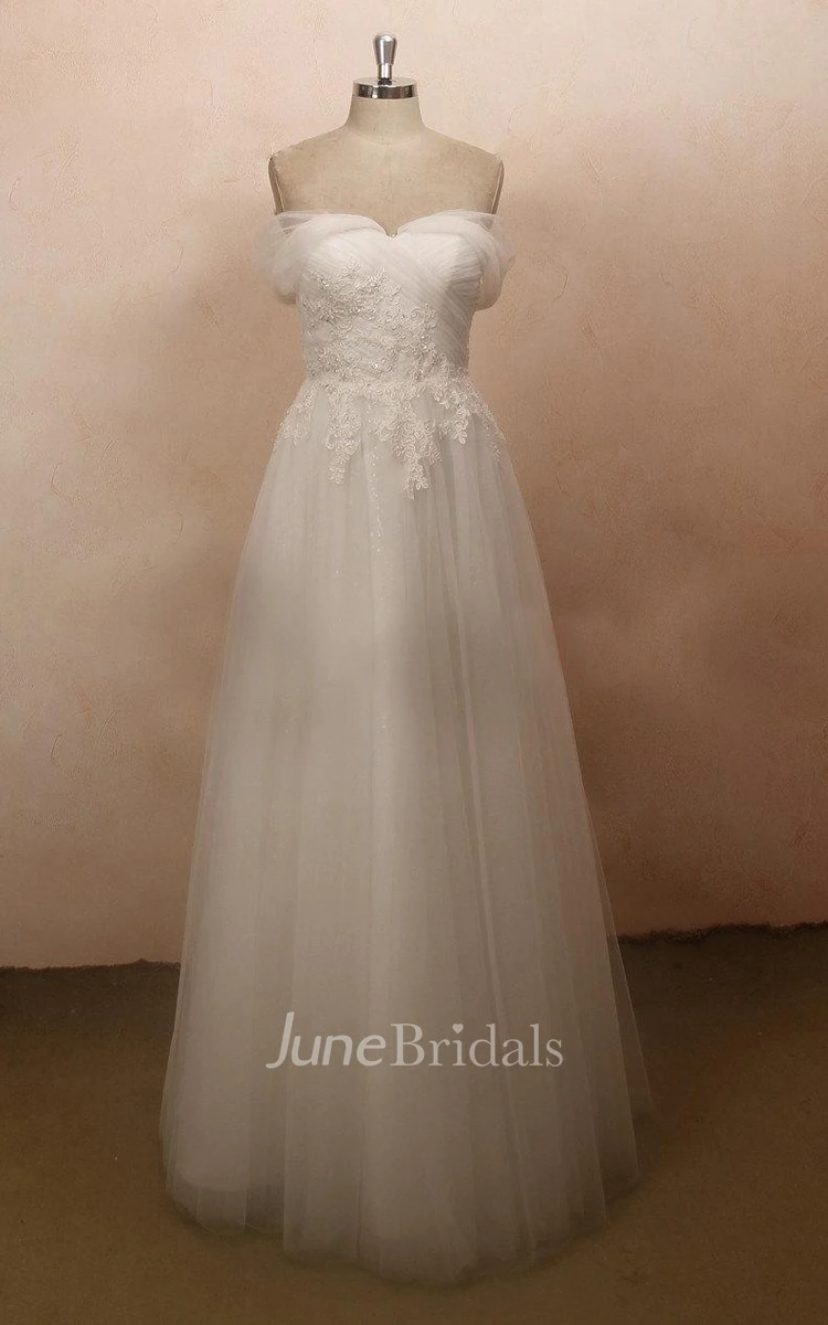 Cap Sleeve Tulle Lace Satin Weddig Dress With Beading