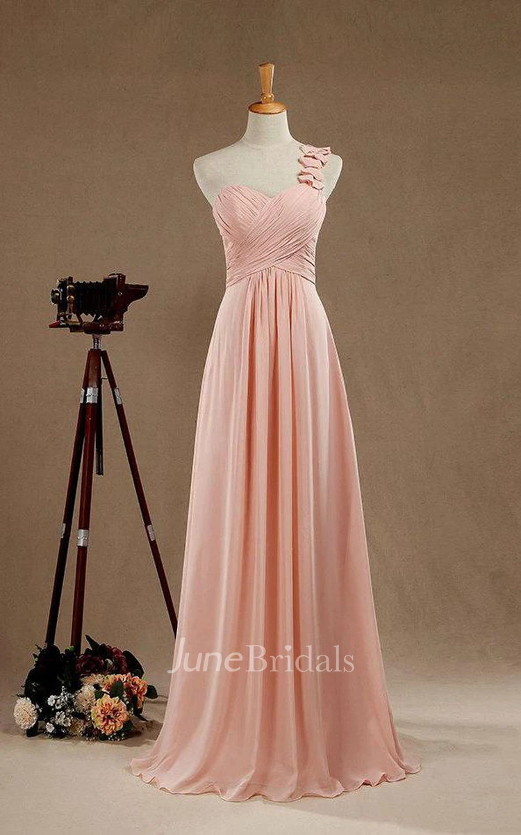 Blush One-shoulder Bridesmaid Dress