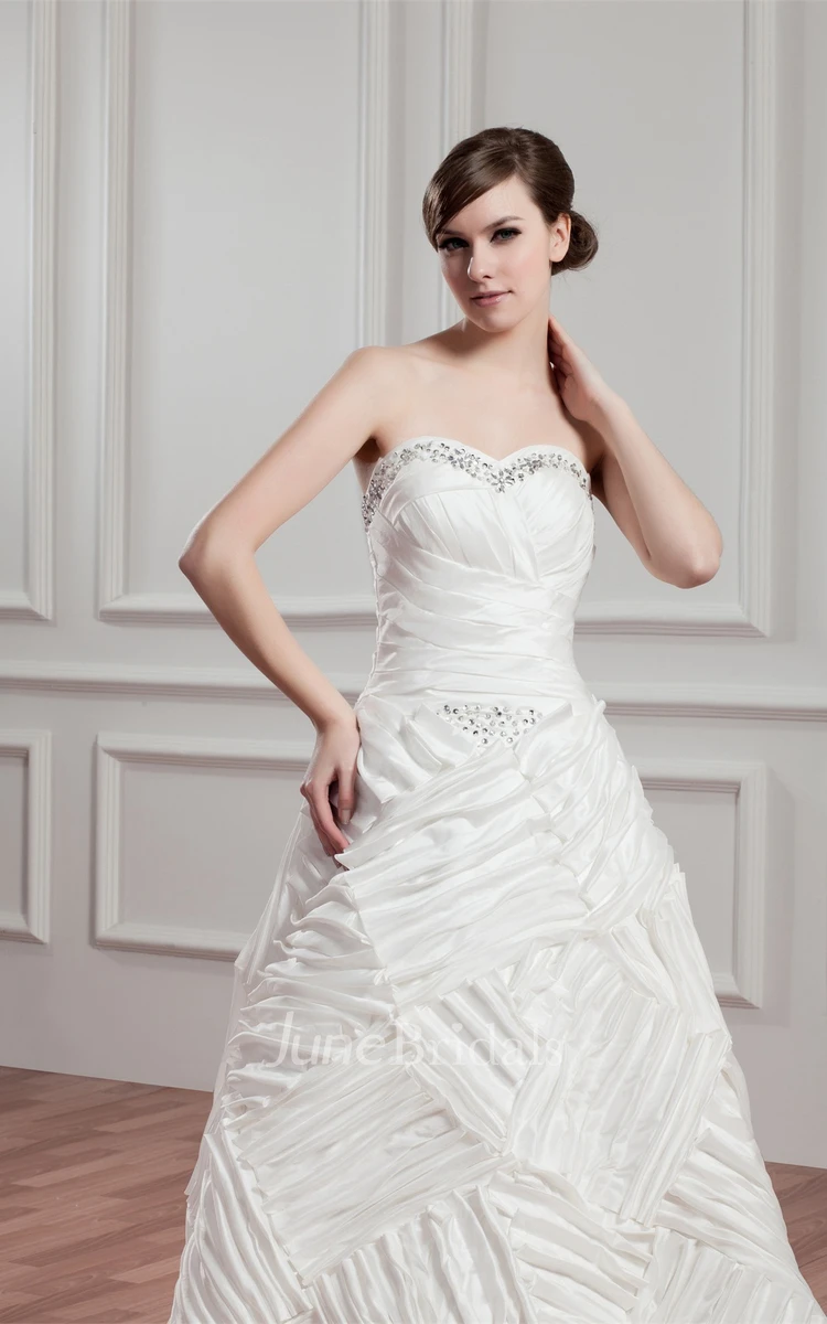 Sweetheart Ruched A-Line Gown with Stress