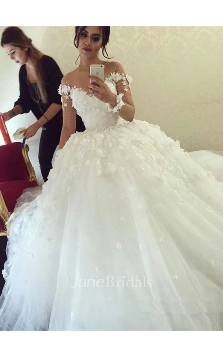 Glamorous Off the Shoulder Ball Gown Wedding Dresses Tulle