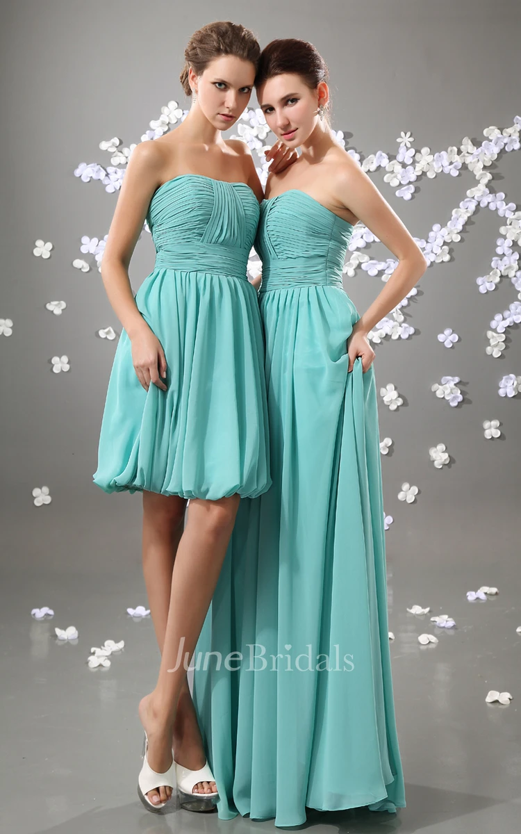Chiffon Strapless Dress With Draping And Ruced Waist