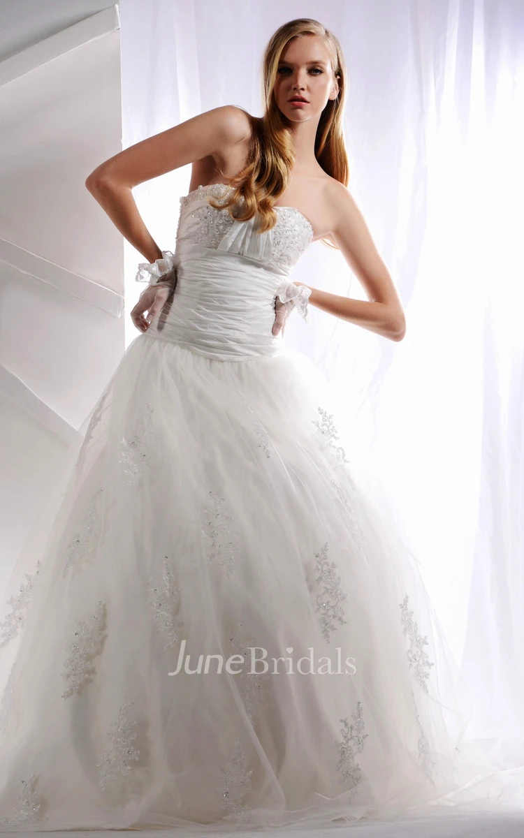 Sweetheart Tulle A-Line Gown With Beading and Ruched Waist