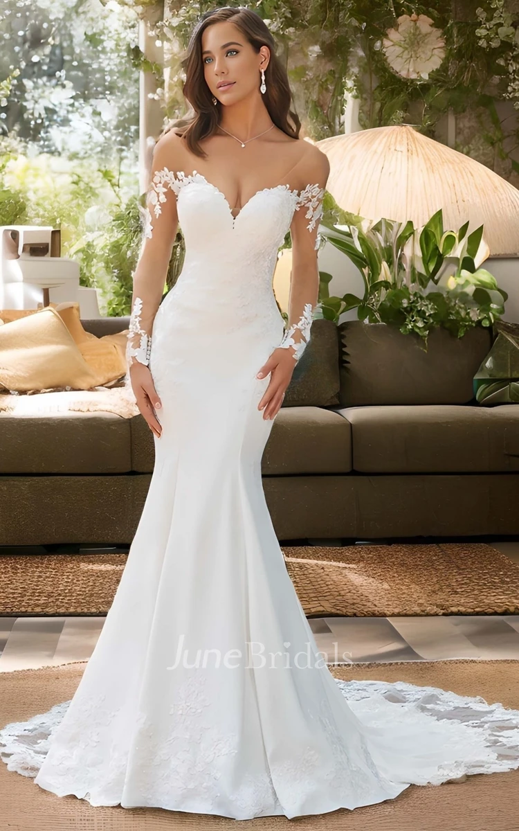 Sexy Western Mermaid Boho Lace Wedding Dress with Sleeves Elegant Floral Sweetheart Backless Sweep Train Bridal Gown