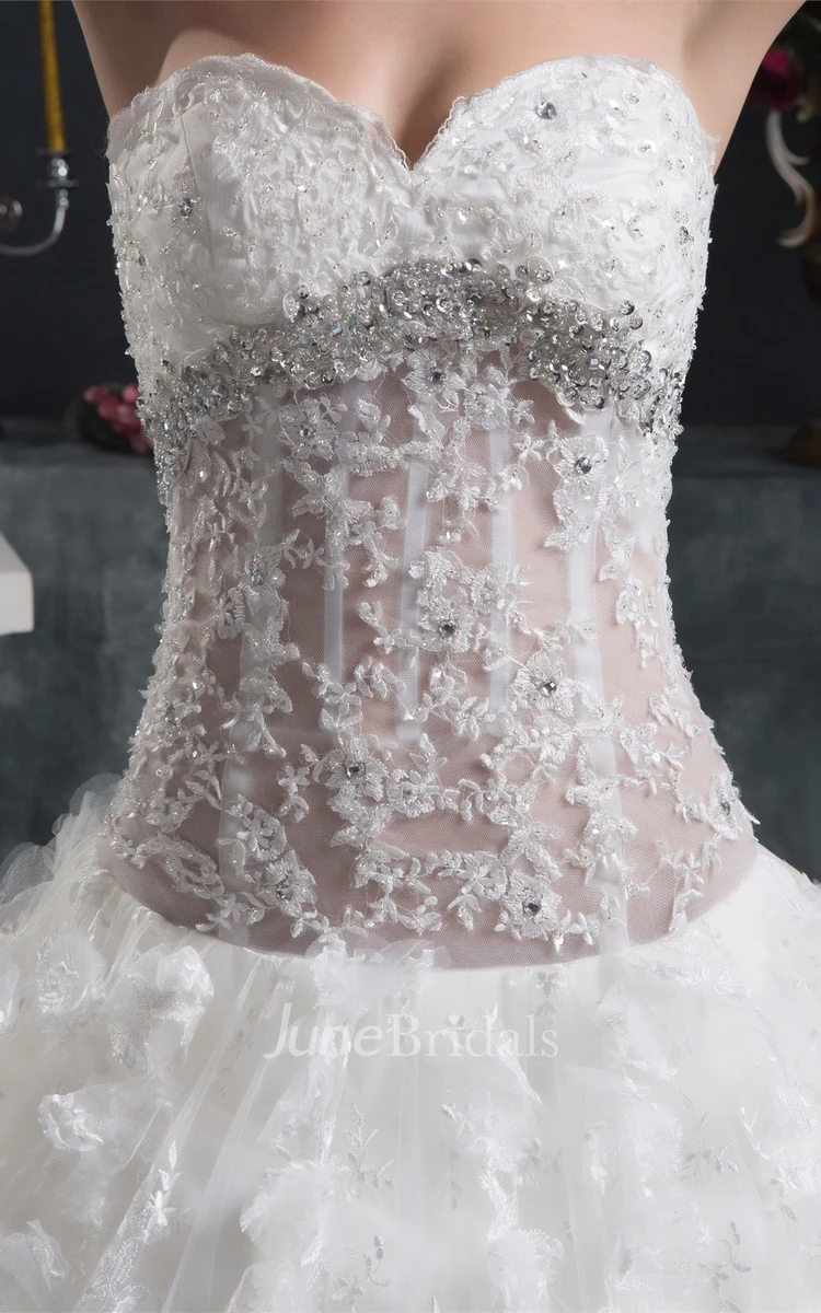Sweetheart Lace Ball Gown with Beading and Illusion Waist