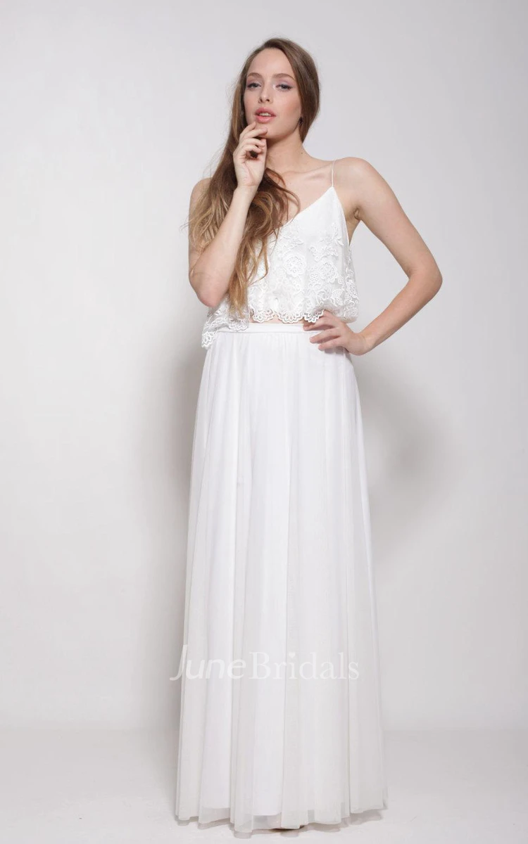 Two Part Wedding Lace Top Wedding Dress