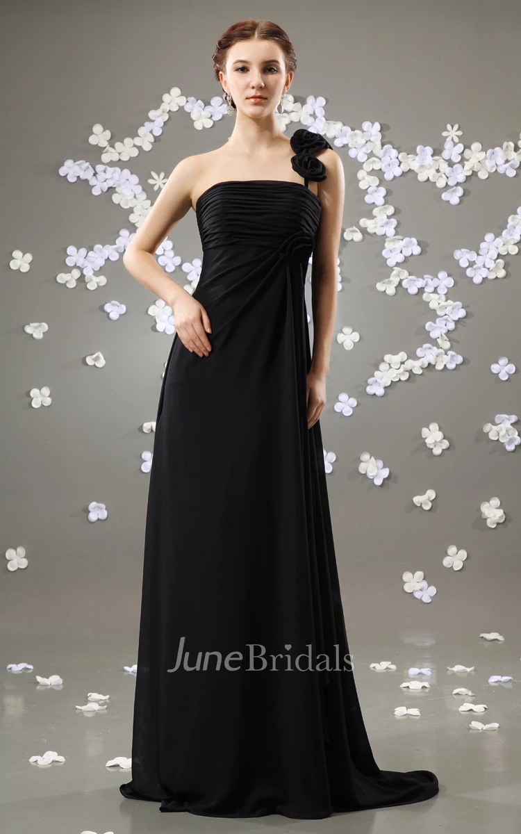 Noble Style Maxi Dress With Draping And Brush Train