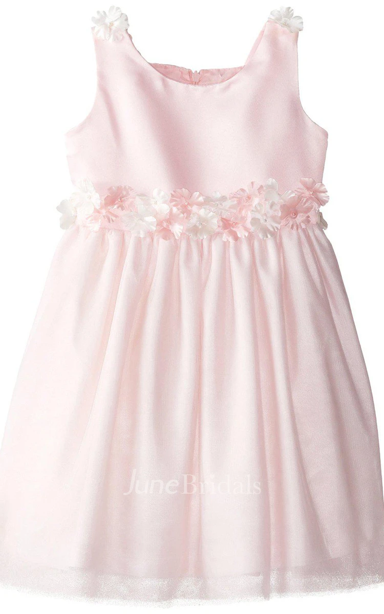 Sleeveless A-line Pleated Dress With Appliques