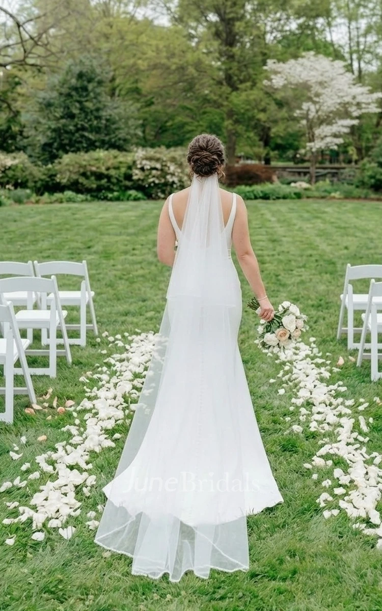 Modern Square Neck Wedding Dress Simple/Minimalist Sleeveless Satin Bridal Gown