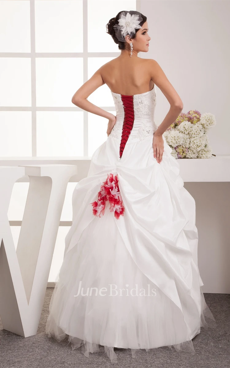 Strapless Pick-Up A-Line Tulle Gown with Beading and Corset Back