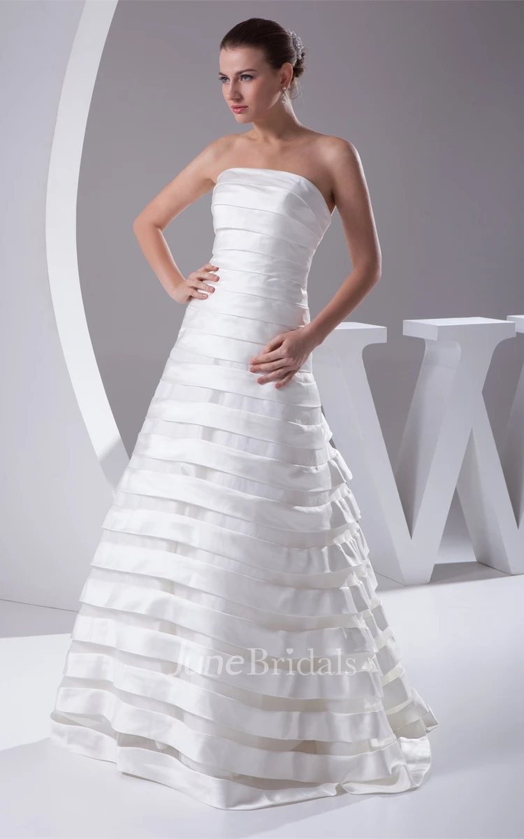 Simple A-Line Floor-Length Gown with Bandage and Back Bow